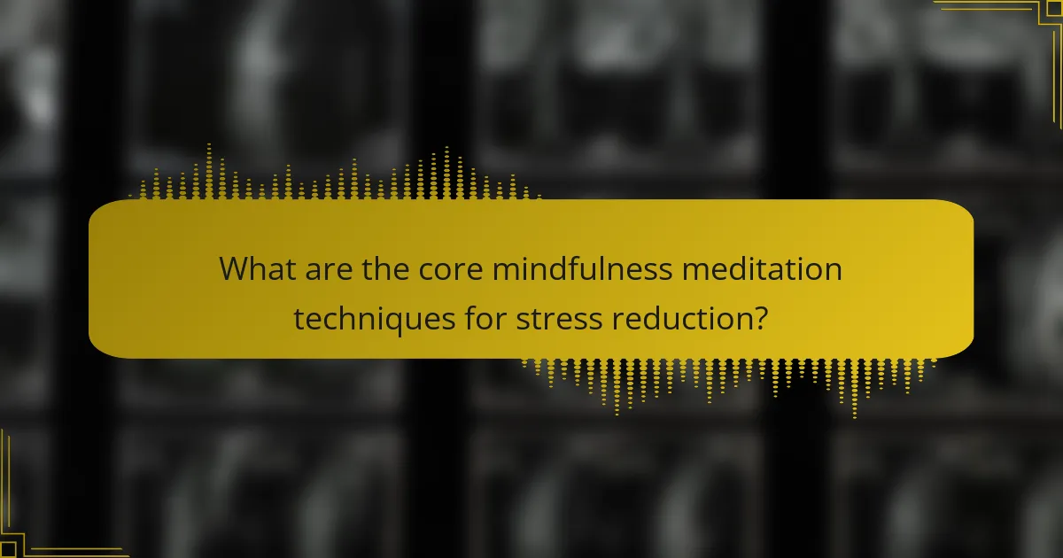 What are the core mindfulness meditation techniques for stress reduction?
