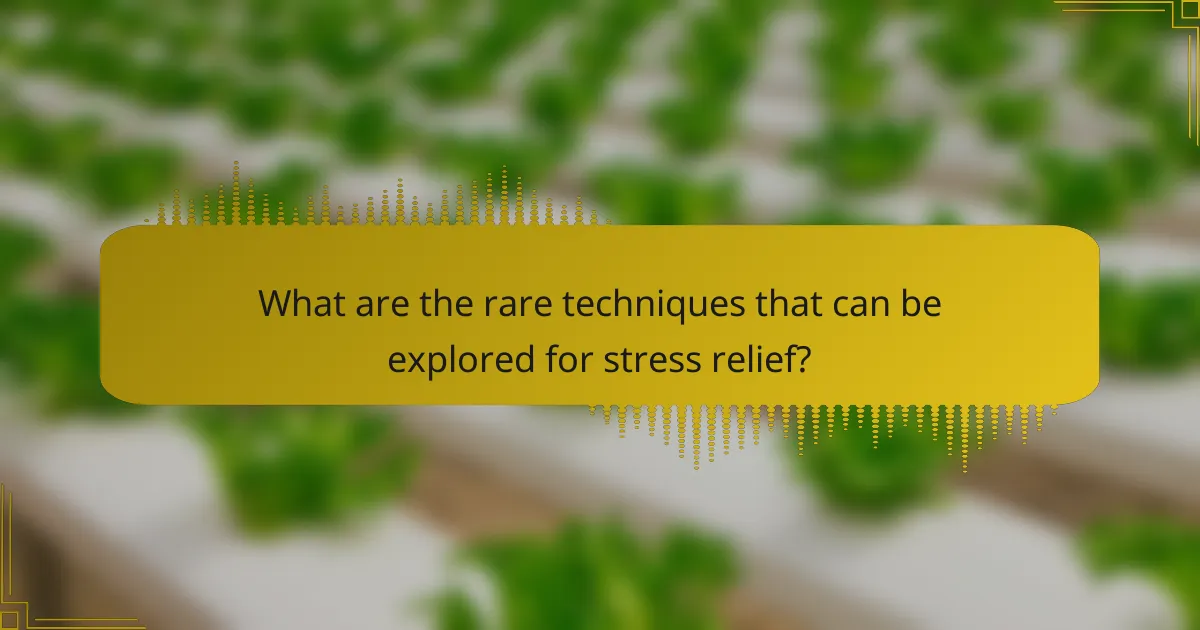 What are the rare techniques that can be explored for stress relief?