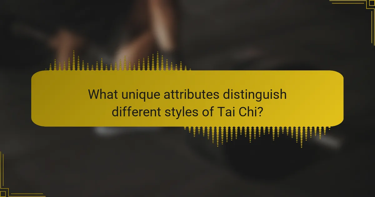 What unique attributes distinguish different styles of Tai Chi?
